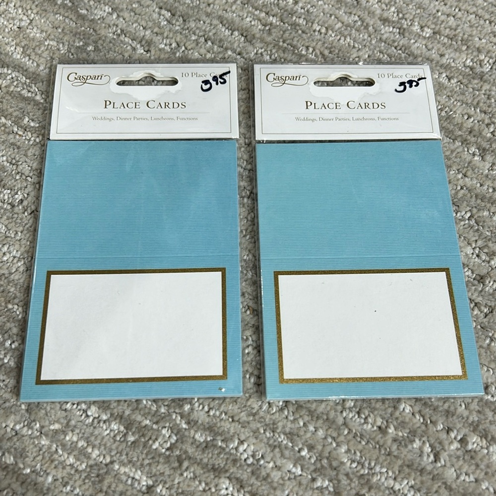 20 Caspari Grosgrain Border Blue Place Cards